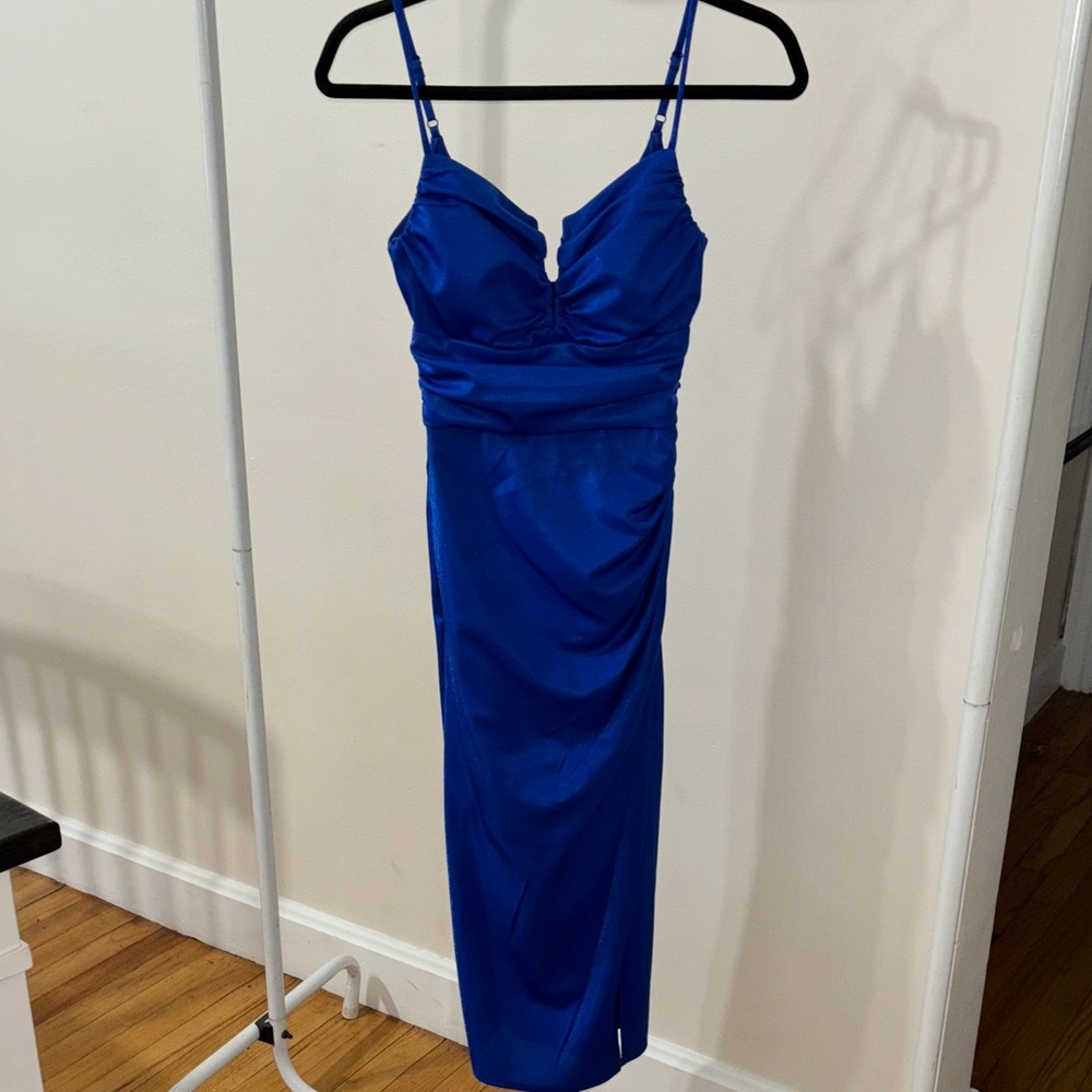 Windsor Royal Blue Spaghetti Strap Midi Dress